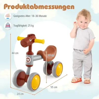 Balančný bicykel 4-kolesový detský balančný bicykel bez pedálov Balančný bicykel pre deti 18-36 mesiacov