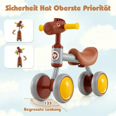 Balančný bicykel 4-kolesový detský balančný bicykel bez pedálov Balančný bicykel pre deti 18-36 mesiacov
