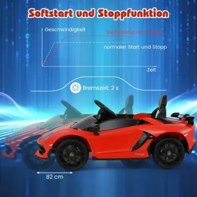 Lamborghini elektrické auto pre deti Detské vozidlo s diaľkovým ovládaním 2.4G a LED svetlometmi Elektrické vozidlo 3-5 km/h Červená farba