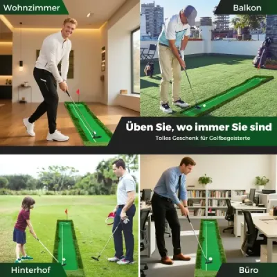 300 cm golfová rohož Golfová tréningová rohož s 3 golfovými loptičkami a 2 veľkosťami jamiek Golfová tréningová rohož skladacia