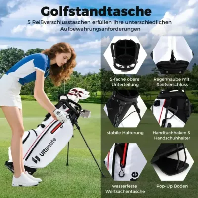 Dámsky kompletný golfový set 15 kusov golfového setu pre pravákov s golfovým vakom a krytom proti dažďu červený