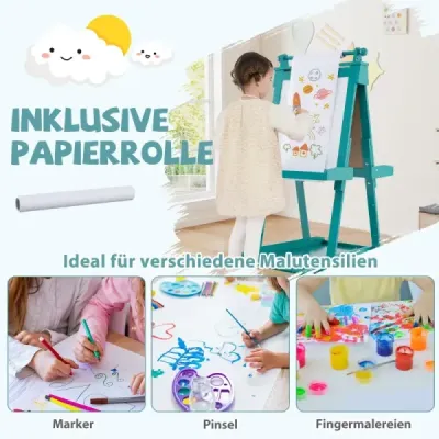 Detská výškovo nastaviteľná tabuľa s bielou tabuľou a magnetickou tabuľou Skladací stojan Zelená Detská výškovo nastaviteľná tabuľa s bielou tabuľou a magnetickou tabuľou Skladací stojan Zelená