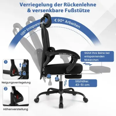 Ergonomická kancelárska stolička s výsuvnou opierkou nôh Kancelárska stolička s nastaviteľným operadlom Otočná stolička do domácnosti Ergonomická kancelárska stolička s výsuvnou opierkou nôh Kancelárska stolička s nastaviteľným operadlom Otočná stolička do domácnosti