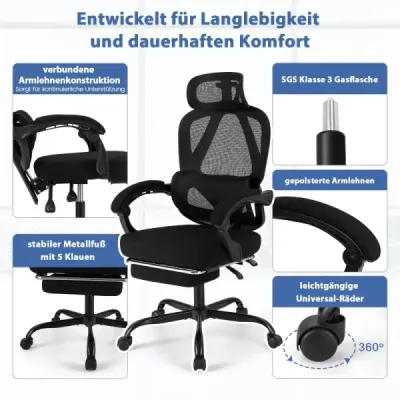 Ergonomická kancelárska stolička s výsuvnou opierkou nôh Kancelárska stolička s nastaviteľným operadlom Otočná stolička do domácnosti Ergonomická kancelárska stolička s výsuvnou opierkou nôh Kancelárska stolička s nastaviteľným operadlom Otočná stolička do domácnosti