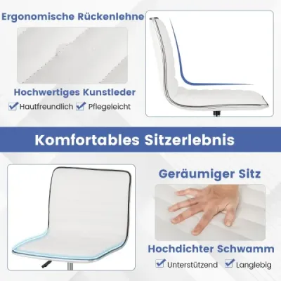 Ergonomická kancelárska stolička bez podrúčok Čalúnená otočná stolička Kancelárska stolička s kolieskami Biela