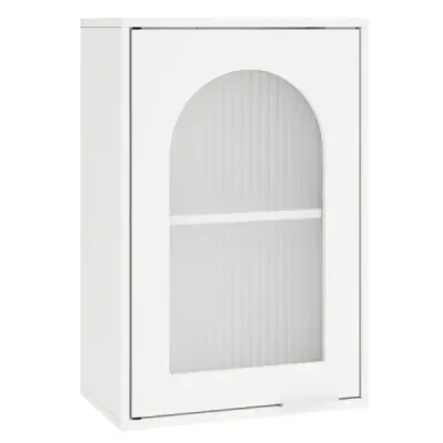 Nástenná skrinka do kúpeľne Kúpeľňová skrinka so sklenenými dvierkami a nastaviteľnou policou Nástenná skrinka z dreva Kúpeľňová skrinka 35 x 20 x 52,5 cm Biela