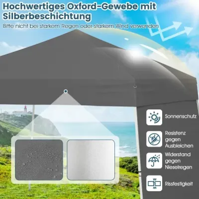 Výklopný altánok 430 x 280 cm s 2 bočnými stenami, ktorý sa dá premeniť na markízu, kempingový stan Partz, sivý