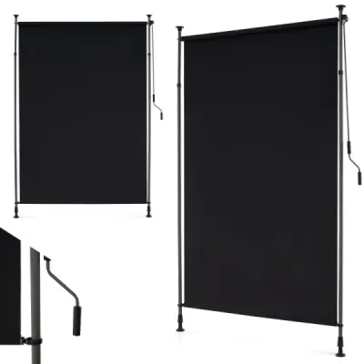 Vertikálna markíza vonkajšia vertikálna markíza 200 x 220-310 cm výškovo nastaviteľná a rozťahovateľná balkónová markíza čierna