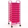 Kúpeľňový vozík Mobilný podstavec s 10 zásuvkami 33 x 37 x 86 cm Hot Pink