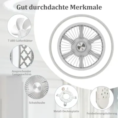 Stropný ventilátor s priemerom φ48 cm so svetlom a diaľkovým ovládaním, reverzibilný