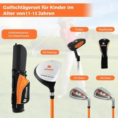 Kompletná sada detských golfových palíc pre pravákov pre deti 11-13 rokov, oranžová