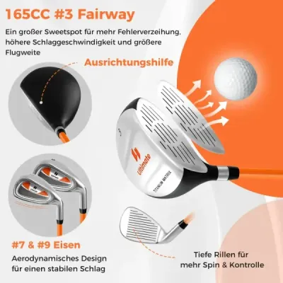 Kompletná sada detských golfových palíc pre pravákov pre deti 11-13 rokov, oranžová