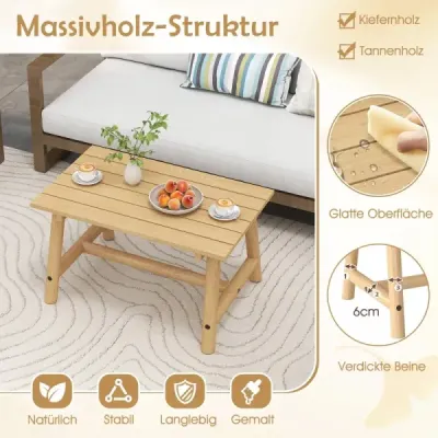 Záhradný stôl z masívneho dreva, obdĺžnikový konferenčný stolík s lamelovým rámom, terasový stolík, balkónový stolík, prírodný