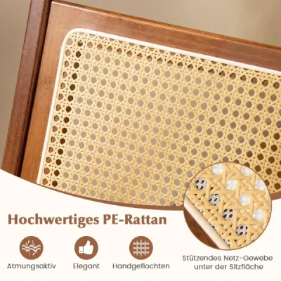 Ratanová stolička s ergonomickým operadlom a podrúčkou Bambusová jedálenská stolička