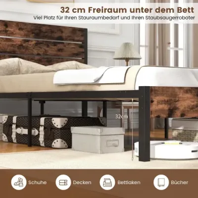 Kovový rám postele pre matrac 200 x 140 cm, rám manželskej postele s lamelovým roštom a úložným priestorom