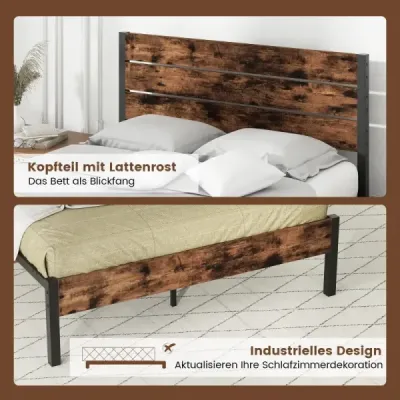 Kovový rám postele pre matrac 200 x 140 cm, rám manželskej postele s lamelovým roštom a úložným priestorom