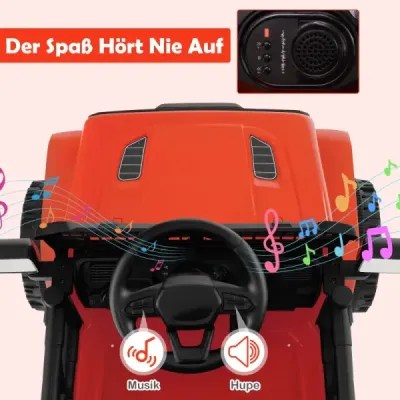 12V detské elektrické auto s diaľkovým ovládaním, hudbou, klaksónom a LED svetlami, elektrické vozidlo si, červené