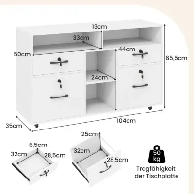Mobilná kartotéka so 4 zásuvkami, uzamykateľná, s nastaviteľnou policou a otvorenými priehradkami, biela Mobilná kartotéka so 4 zásuvkami, uzamykateľná, s nastaviteľnou policou a otvorenými priehradkami, biela