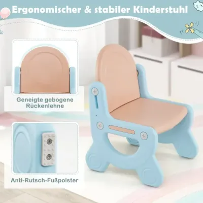 Detský stojan so stoličkou, detskou tabuľou, výškovo nastaviteľný a skladací s bielou tabuľou a úložným boxom, modrý Detský stojan so stoličkou, detskou tabuľou, výškovo nastaviteľný a skladací s bielou tabuľou a úložným boxom, modrý