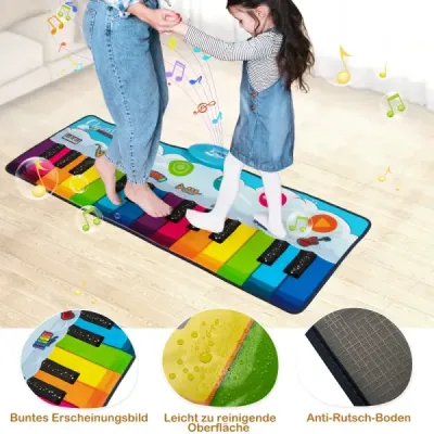 Detská podložka na klavír s 8 hudobnými nástrojmi, klávesmi, tanečnou podložkou s funkciou nahrávania a prehrávania, hračka 120 x 47 cm