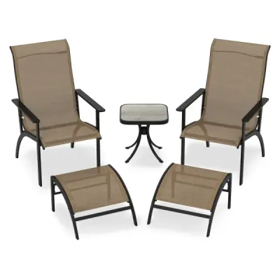 5-dielna súprava balkónového nábytku Súprava záhradného nábytku na balkón 2 stoličieyk s taburetkou a stolom súprava na záhradu