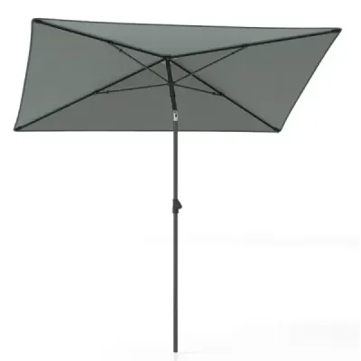 Balkónový slnečník 210 x 140 cm, balkónový slnečník, obdĺžnikový, záhradný slnečník ohýbateľný o 30° na obe strany, sivý