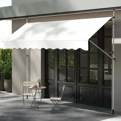 Markíza s upínacou svorkou bez vŕtania s ručnou kľukou, výškovo nastaviteľná a UV odolná proti slnku, biela