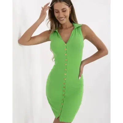 Damske šaty so zlatými gombíkmi MODA7803 zelené