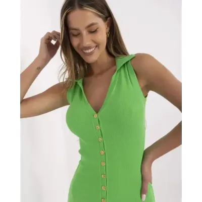 Damske šaty so zlatými gombíkmi MODA7803 zelené
