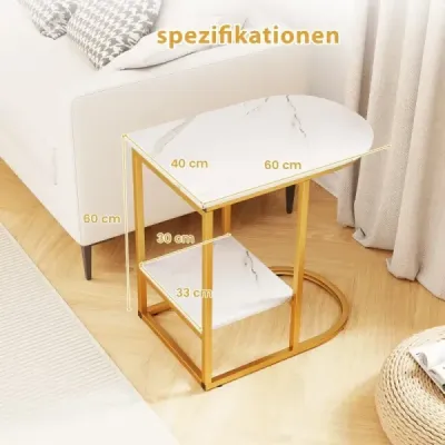 Príručný stolík s mramorovým vzhľadom Dvojposchodový rozkladací stolík s úložným priestorom Konferenčný stolík v tvare C