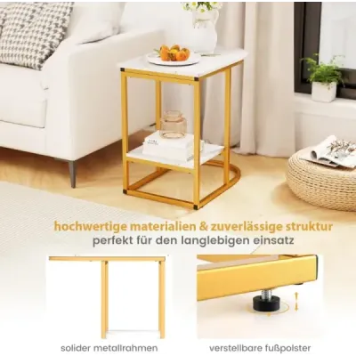 Príručný stolík s mramorovým vzhľadom Dvojposchodový rozkladací stolík s úložným priestorom Konferenčný stolík v tvare C