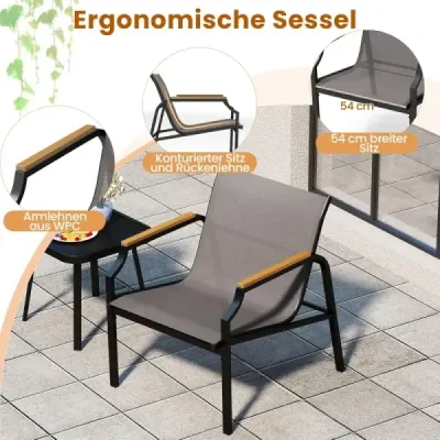 3-TLG. Súprava záhradného nábytku s 2 stoličkami a stolom Balkónový set Balkónový nábytok Záhradný set