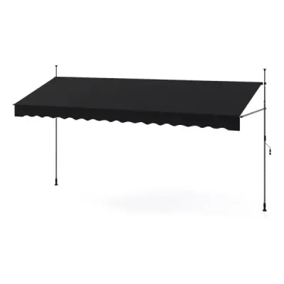 400 cm balkónová markíza bez vŕtania s ručnou kľukou Výškovo nastaviteľná a upínacia markíza čierna