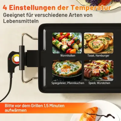 Gril Teppanyaki 1800W Elektrická grilovacia doska s nepriľnavým povrchom, nastaviteľným termostatom teploty a odkvapkávacou miskou na tuk 100 cm