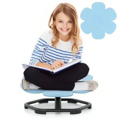 Senzorická otočná stolička pre deti 360° detská otočná stolička kolotoč autizmus detská stolička s protišmykovou kovovou základňou kolotočová stolička modrá kvetina