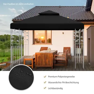 Náhradná strecha pavilónu, plachtová strecha pavilónu, dymovod pre pavilón 3 x 3 m, čierny