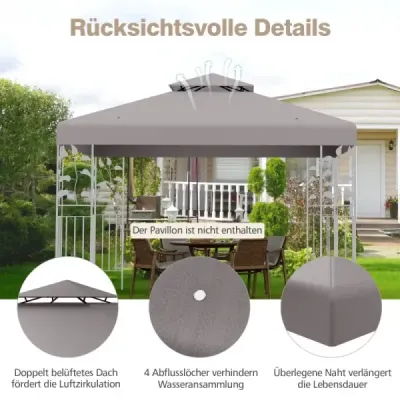 Výmena strechy pavilónu, plachtová strecha pavilónu, komín pre pavilón 3 x 3 m, sivý