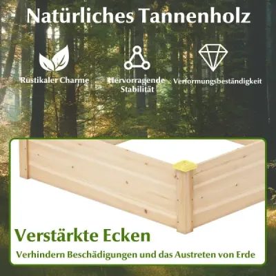 Kvetinový box vyvýšený záhon Drevený kvetináč štvorcový záhradný záhon s otvorenou základňou Záhradný záhon pre záhradu trávnik terasu balkón 102 x 102 x 30 cm Prírodný