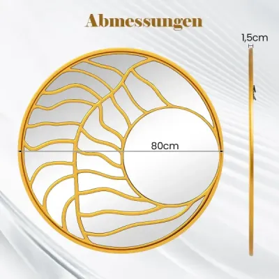 80cm zrkadlo dekoratívne nástenné zrkadlo so zlatým rámom asymetrické zrkadlo veľká nástenná dekorácia kolo pre obývaciu izbu