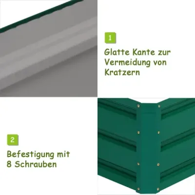 Vyvýšený oceľový záhon Obdĺžnikový box na sadenie Vyvýšený záhradný záhon Studený rám na zeleninu Kvety Bylinky Zelená 120 x 90 x 30,5 cm