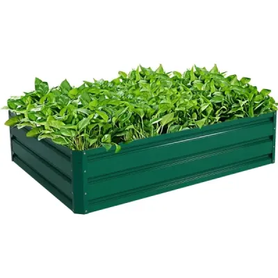Vyvýšený oceľový záhon Obdĺžnikový box na sadenie Vyvýšený záhradný záhon Studený rám na zeleninu Kvety Bylinky Zelená 120 x 90 x 30,5 cm