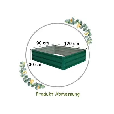 Vyvýšený oceľový záhon Obdĺžnikový box na sadenie Vyvýšený záhradný záhon Studený rám na zeleninu Kvety Bylinky Zelená 120 x 90 x 30,5 cm
