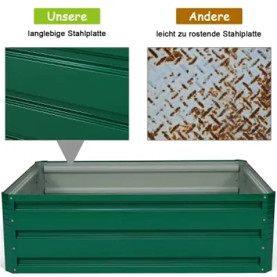 Vyvýšený oceľový záhon Obdĺžnikový box na sadenie Vyvýšený záhradný záhon Studený rám na zeleninu Kvety Bylinky Zelená 100 x 30,5 x 80 cm