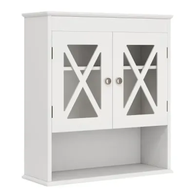 Kúpeľňová nástenná skrinka s nastaviteľnou policou Drevená kúpeľňová skrinka Kúpeľňová skrinka biela