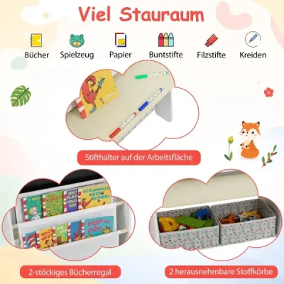 Detský stojan so stoličkou Detská tabuľa s policou a magnetickou tabuľou a tabuľou na písanie prírodnými kriedami