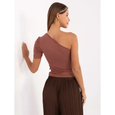 Dámske tričko na jedno rameno hnedé MODA0101