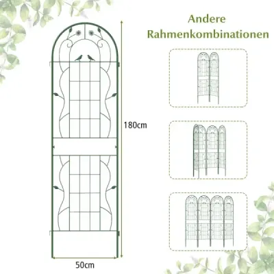 Kovová mriežka sada 2 dekoračných záhradných plotov voľne stojaca podpora pre popínavé rastliny 180 cm x 50 cm zelená