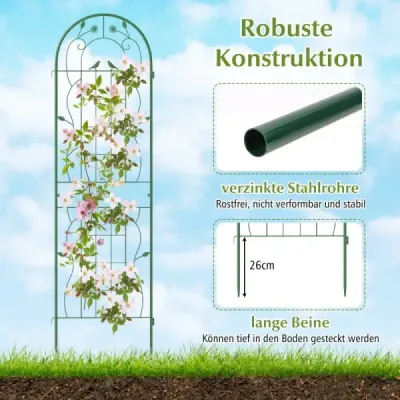 Kovová mriežka sada 2 dekoračných záhradných plotov voľne stojaca podpora pre popínavé rastliny 180 cm x 50 cm zelená