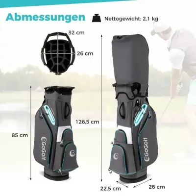 Golfová taška Ľahká golfová taška so 14 priehradkami Vodoodpudivá golfová taška Sivá