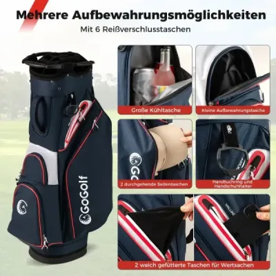 Golfová taška Ľahká golfová taška so 14 priehradkami Vodoodpudivá golfová taška Námornícka modrá